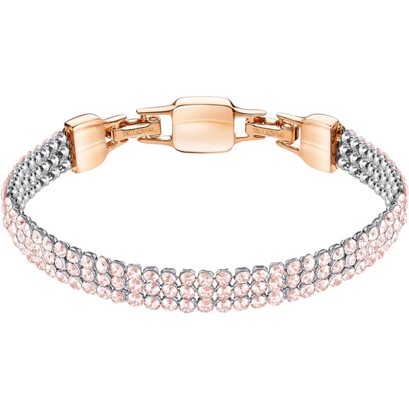 SOLD - Swarovski Crystal Rose Gold Tone Fit Pink Mesh Bracelet 5381139 - Picture 10 of 11